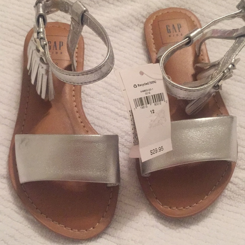 Gap Kids Silver fringe sandals